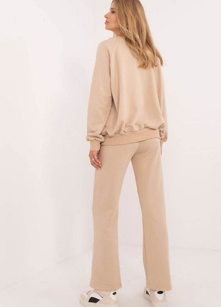 Women's Casual Cotton Tracksuit Set with Long Sweatshirt & Straight-Leg Pants - MimiStylez