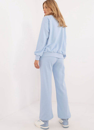 Women's Casual Cotton Tracksuit Set with Long Sweatshirt & Straight-Leg Pants - MimiStylez