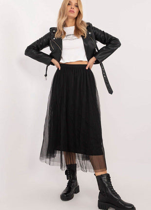 Casual Midi Tulle Skirt with Lining and Elastic Waistband - MimiStylez