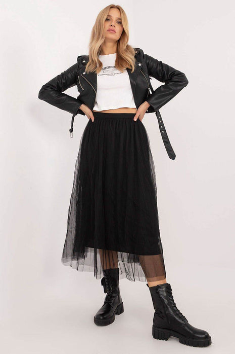 Casual Midi Tulle Skirt with Lining and Elastic Waistband - MimiStylez