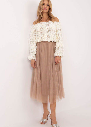 Casual Midi Tulle Skirt with Lining and Elastic Waistband - MimiStylez