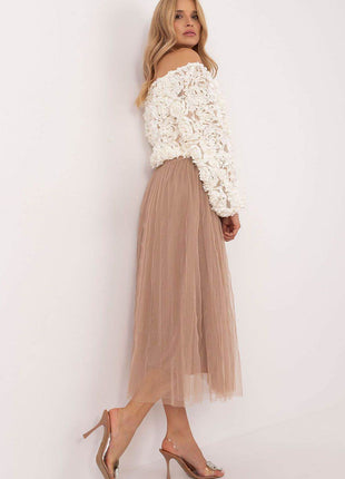 Casual Midi Tulle Skirt with Lining and Elastic Waistband - MimiStylez