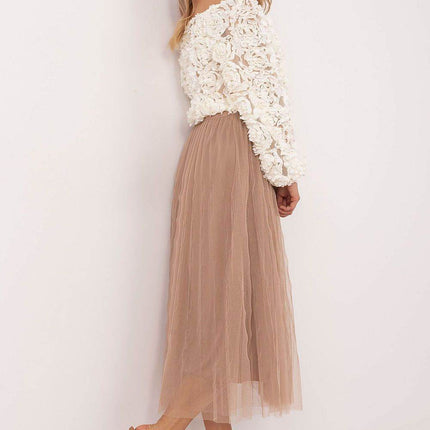 Casual Midi Tulle Skirt with Lining and Elastic Waistband - MimiStylez