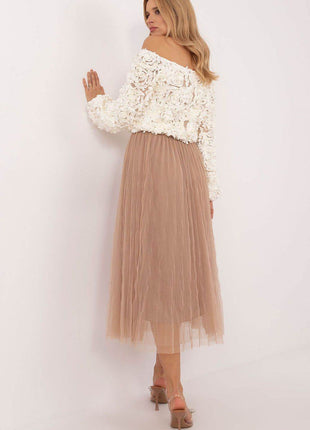 Casual Midi Tulle Skirt with Lining and Elastic Waistband - MimiStylez