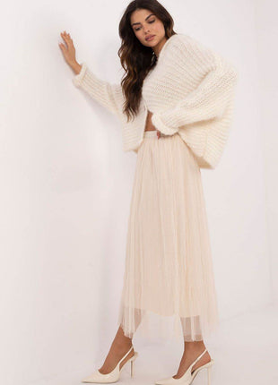 Casual Midi Tulle Skirt with Lining and Elastic Waistband - MimiStylez