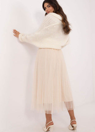 Casual Midi Tulle Skirt with Lining and Elastic Waistband - MimiStylez