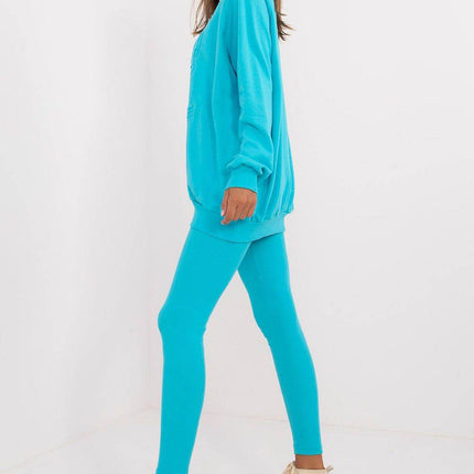 Women's Ribbed Leggings & Embossed Sweatshirt Cotton Set - MimiStylez