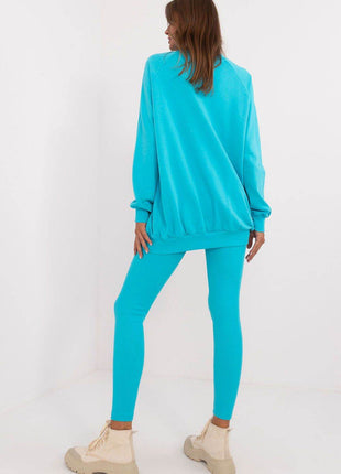 Women's Ribbed Leggings & Embossed Sweatshirt Cotton Set - MimiStylez