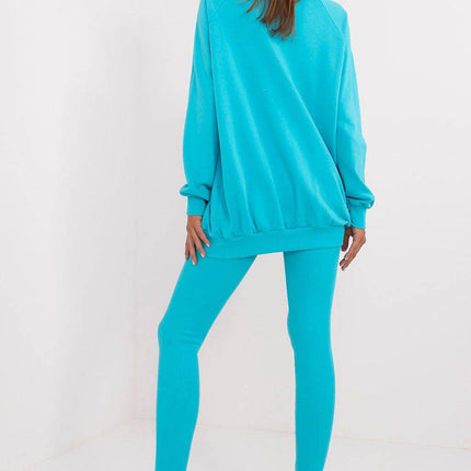 Women's Ribbed Leggings & Embossed Sweatshirt Cotton Set - MimiStylez