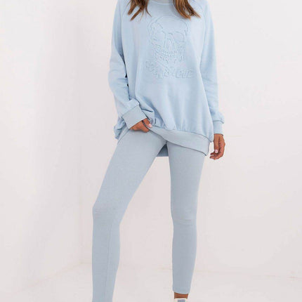 Women's Ribbed Leggings & Embossed Sweatshirt Cotton Set - MimiStylez