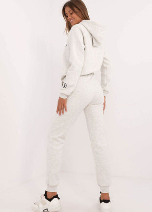 Women's Insulated Sweatshirt & Jogger Set – Melange Pattern & Hooded Top - MimiStylez