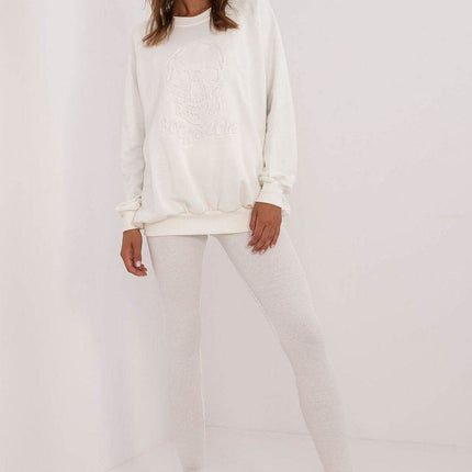 Women's Ribbed Leggings & Embossed Sweatshirt Cotton Set - MimiStylez