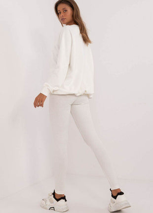 Women's Ribbed Leggings & Embossed Sweatshirt Cotton Set - MimiStylez