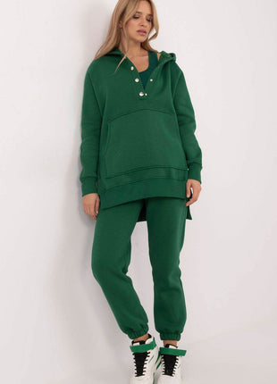 Women's 3-Piece Cotton Tracksuit Set – T-Shirt, Hoodie & High-Waisted Joggers - MimiStylez