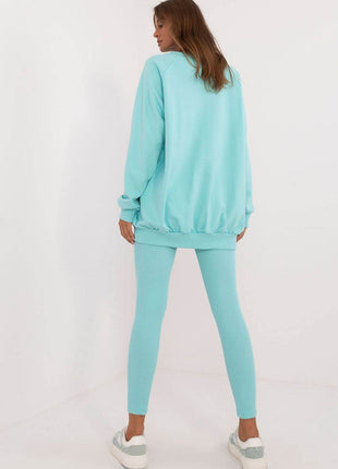 Women's Ribbed Leggings & Embossed Sweatshirt Cotton Set - MimiStylez