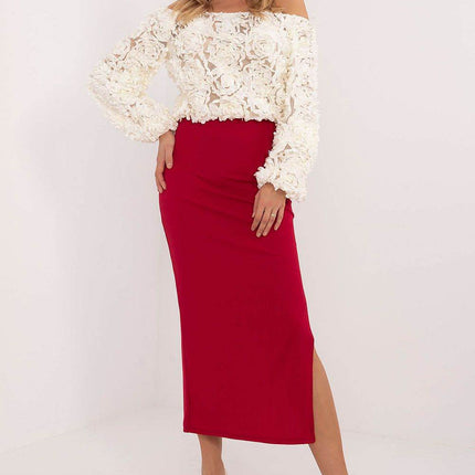 Ribbed Pencil Midi Skirt with Slit - MimiStylez