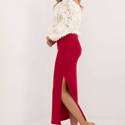 Ribbed Pencil Midi Skirt with Slit - MimiStylez