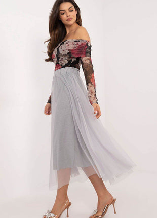 Flared Tulle Midi Skirt with Elastic Waist and Lining - MimiStylez