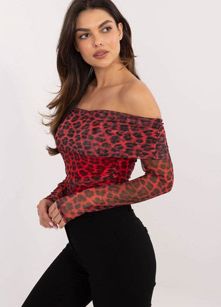 Off-Shoulder Animal Print Blouse with Ruched Detail - MimiStylez