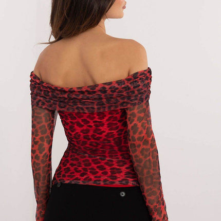 Off-Shoulder Animal Print Blouse with Ruched Detail - MimiStylez