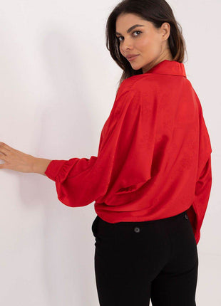 Embroidered Floral Button-Up Shirt with Adjustable Waist – Classic Collar & Romantic Puff Sleeves - MimiStylez