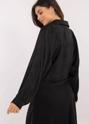 Embroidered Floral Button-Up Shirt with Adjustable Waist – Classic Collar & Romantic Puff Sleeves - MimiStylez