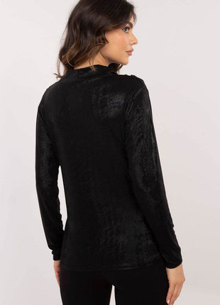 Elegant Shiny Blouse with Flowing Neckline and Pleated Details - MimiStylez