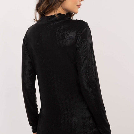 Elegant Shiny Blouse with Flowing Neckline and Pleated Details - MimiStylez