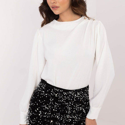 Elegant Puff Sleeve Blouse with Decorative Creases — Feminine, Figure-Flattering Work & Formal Top - MimiStylez