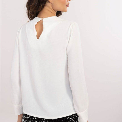 Elegant Puff Sleeve Blouse with Decorative Creases — Feminine, Figure-Flattering Work & Formal Top - MimiStylez