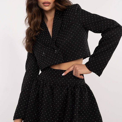 Elegant Rhinestone Mini Skirt with Subtle Ruffles - MimiStylez