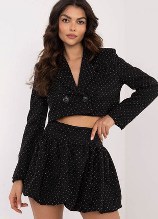 Elegant Rhinestone Mini Skirt with Subtle Ruffles - MimiStylez