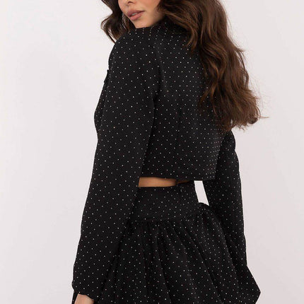 Elegant Rhinestone Mini Skirt with Subtle Ruffles - MimiStylez