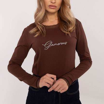 Cotton-Blend Blouse with Long Sleeves & Delicate Embroidery - MimiStylez