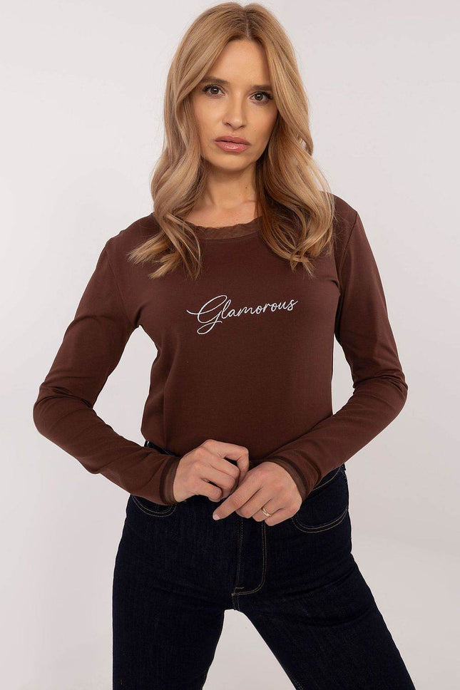 Cotton-Blend Blouse with Long Sleeves & Delicate Embroidery - MimiStylez