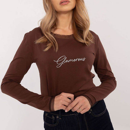 Cotton-Blend Blouse with Long Sleeves & Delicate Embroidery - MimiStylez