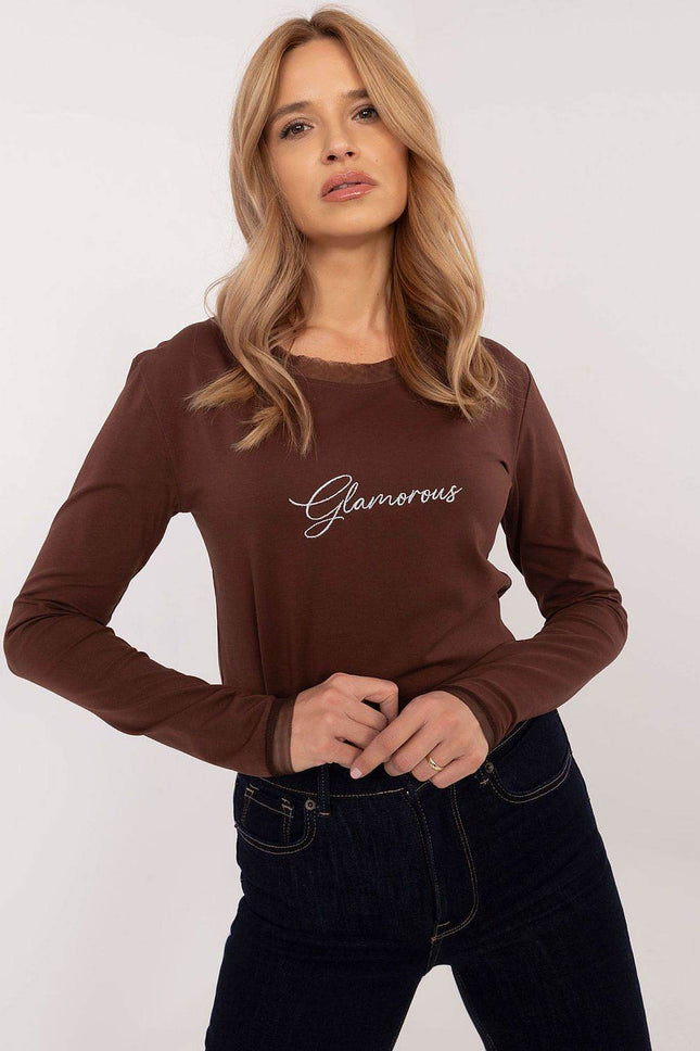 Cotton-Blend Blouse with Long Sleeves & Delicate Embroidery - MimiStylez