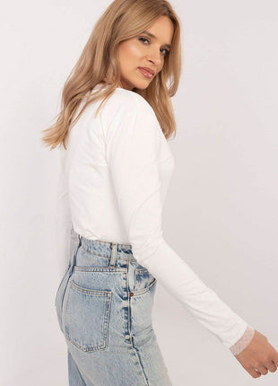 Cotton-Blend Blouse with Long Sleeves & Delicate Embroidery - MimiStylez
