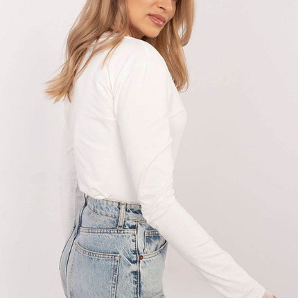 Cotton-Blend Blouse with Long Sleeves & Delicate Embroidery - MimiStylez