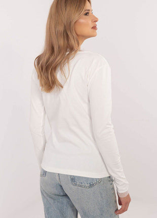 Cotton-Blend Blouse with Long Sleeves & Delicate Embroidery - MimiStylez