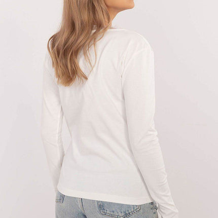 Cotton-Blend Blouse with Long Sleeves & Delicate Embroidery - MimiStylez