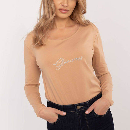 Cotton-Blend Blouse with Long Sleeves & Delicate Embroidery - MimiStylez