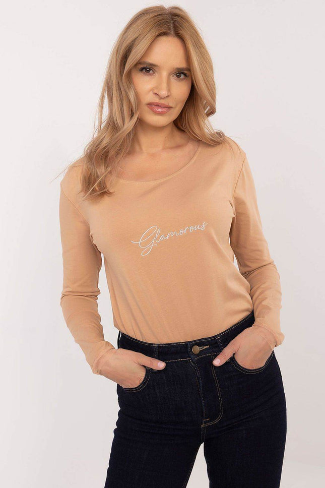 Cotton-Blend Blouse with Long Sleeves & Delicate Embroidery - MimiStylez