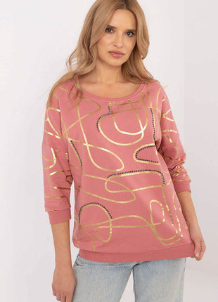 3/4 Sleeve Cotton Blouse – Printed Design with Subtle Sparkle - MimiStylez