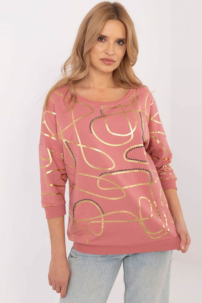 3/4 Sleeve Cotton Blouse – Printed Design with Subtle Sparkle - MimiStylez