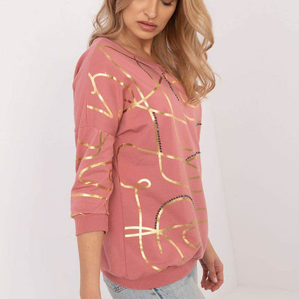3/4 Sleeve Cotton Blouse – Printed Design with Subtle Sparkle - MimiStylez