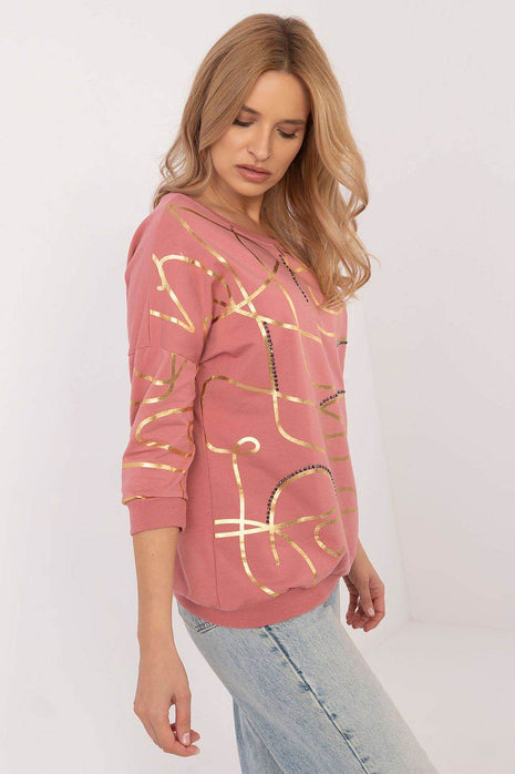 3/4 Sleeve Cotton Blouse – Printed Design with Subtle Sparkle - MimiStylez