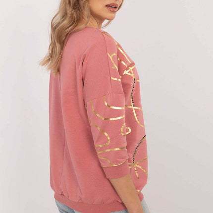3/4 Sleeve Cotton Blouse – Printed Design with Subtle Sparkle - MimiStylez