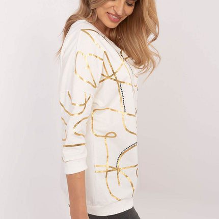 3/4 Sleeve Cotton Blouse – Printed Design with Subtle Sparkle - MimiStylez