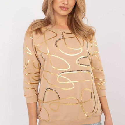 3/4 Sleeve Cotton Blouse – Printed Design with Subtle Sparkle - MimiStylez